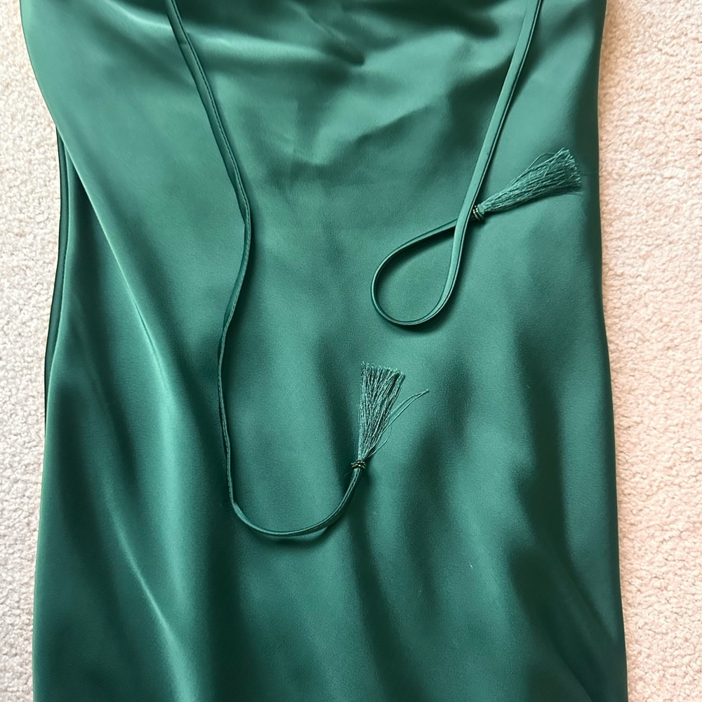 Morilee Emerald Green Satin Maxi Dress Formal Evening Gown - Picture 2 of 8